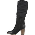 thumbnail image 3 of WHITE MOUNTAIN Womens Black Cushioned Ruched Trunell Stacked Heel Zip-Up Heeled Boots 8 M, 3 of 6