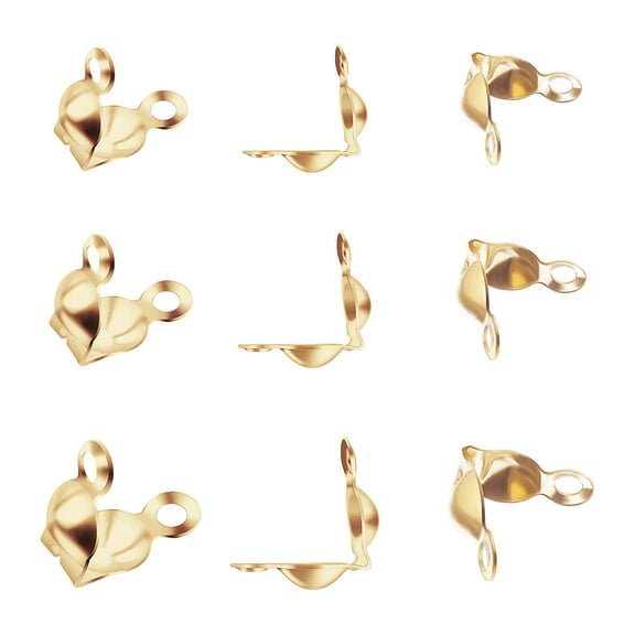 1 Box 150Pcs 3 Styles Brass Bead Tips Nickel Free Calotte Ends Clamshell Knot Cover Real 18K Gold Plated 50pcs/style