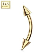 LUXE MODZ Spike End Eyebrow Curve Ring 14 Karat Solid Gold 16g