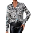 thumbnail image 1 of EQWLJWE Blouses à Manches Longues pour Femmes T-shirt Imprimé Mode Décontracté Col en V, 1 of 6