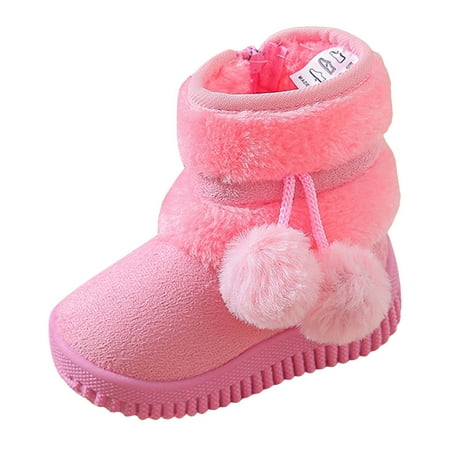 Quealent Back To School Girls  and Toddler Warm Lightweight Winter Boot Lace Up Outdoor Ankle Boots Comfortable Slip on Sole Booties Dress Shoes for Toddler (Pink 33)