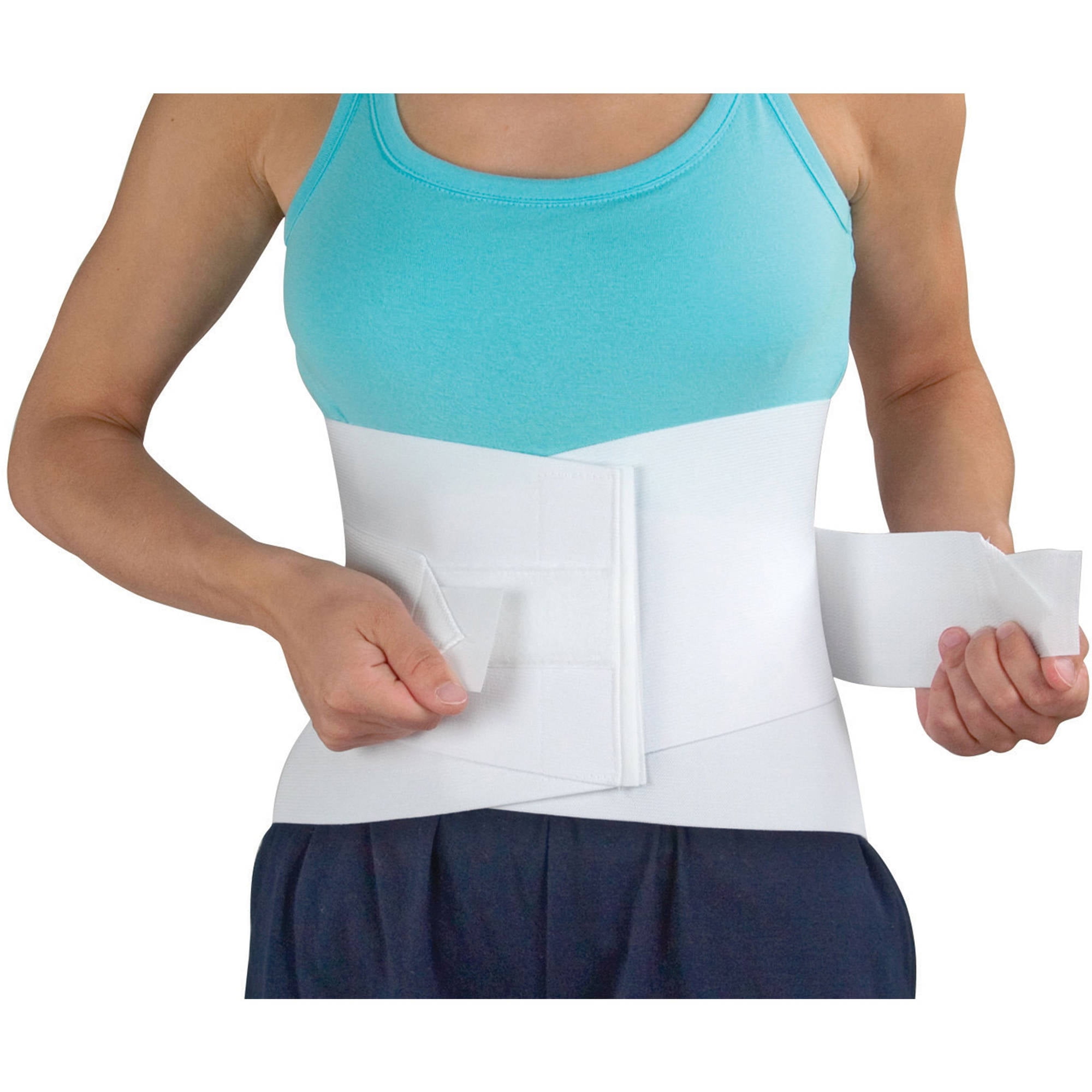 DMI Back Brace for Lower Back Pain with Removable Stays, Adjustable Lumbar Support Belt for Men and Women, Back Straightener Waist Band, Back Brace for Posture and Waist Support, Small 24 to 36, White