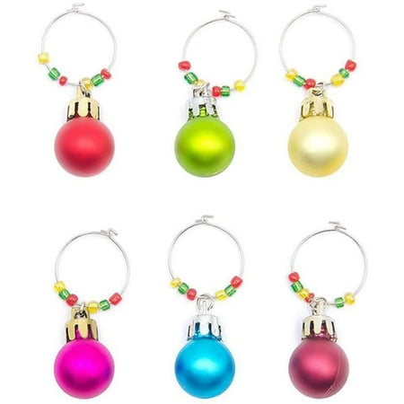 

Christmas decoration，Wine Glass Charms Rings Christmas Wine Glass Markers Wine Glass Tags Drink Markers for Table Decorations (Mixed Colors)（6pcs ）