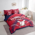 thumbnail image 2 of Baseball Comforter Set Twin Size 7 Piece Bed in A Bag Baseball Player Bedding Set Teens Super Soft All Season for Bedroom,Sports Reversible Bed Sets,Boston, 2 of 5