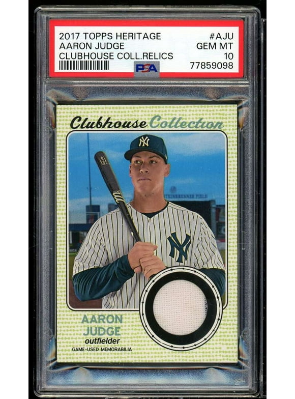 Aaron Judge Rookie Card 2017 Topps Heritage Clubhouse Coll Relics #AJU PSA 10