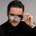 thumbnail image 3 of Square Oversized Sunglasses Flat Top Shield Sun Glasses for Men Women One Lens Square Shades, 3 of 6