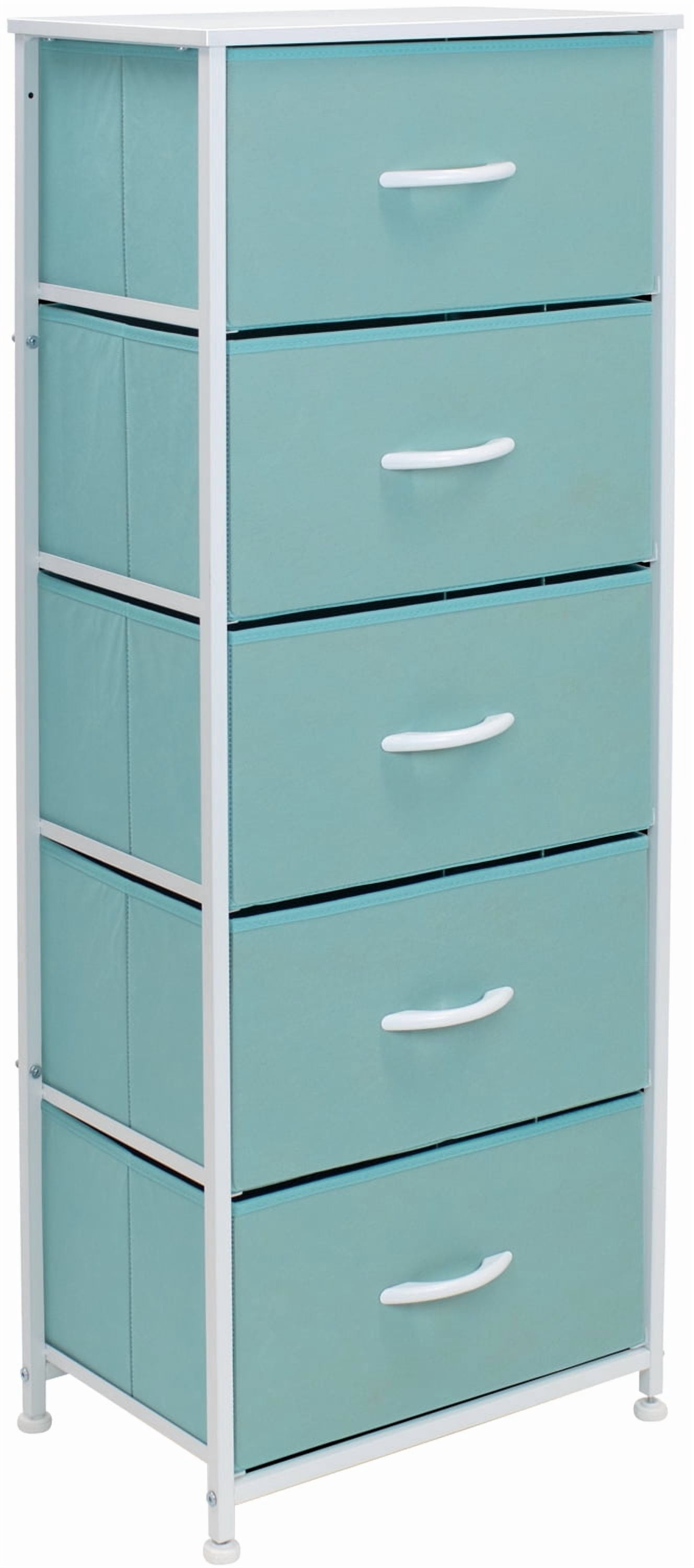 Sorbus Wood Handle 5 Drawers Closet Drawer Organizers, Aqua