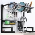 thumbnail image 2 of 2 Tier Dish Drying Rack Over Sink Stainless Steel Drain Rack Kitchen Supplies Storage Multifunctional Tableware Drainer Organizer Kitchen Organizer Storage Space Saver, 2 of 7