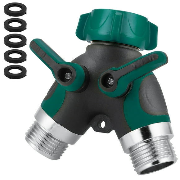 FlyFlise 2-Way Hose Splitter 3/4inch Thread Heavy Duty Garden Hose Bib Splitters Multifunctional Water Dividing Valves Water Pipes Connector