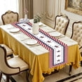thumbnail image 2 of Camino de Mesa de Lino con Estampado de Estrellas, Decoración de Mesa de Centro para Sala de Estar Del Día de la Independencia, Adorno Festivo de Bandera de Tela, Tapete Suave y Transpirable para, 2 of 8