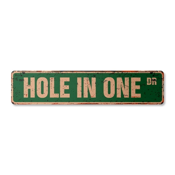 HOLE IN ONE Vintage Plastic Street Sign golfer golf clubs balls lover | Indoor/Outdoor |  30" Wide