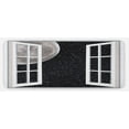 thumbnail image 1 of Outer Space Kitchen Mat, Window to the Universe Themed Arrangement Moon with Stars Illustration, Plush Decorative Kitchen Mat with Non Slip Backing, 47" X 19", Black Grey White, by Ambesonne, 1 of 1
