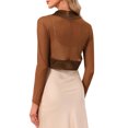 thumbnail image 3 of INSPIRE CHIC Women's Satin Shrugs for Evening Dress Open Front Mesh Cardigan Elegant Wedding Bolero XS Dark Brown, 3 of 6