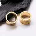 thumbnail image 3 of A Pair of Golden Solid Steel Double Flared Ear Gauge Tunnel Plug, 3 of 4