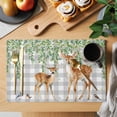 thumbnail image 2 of Spring Botanical Placemats Set of 4 Green Leaves Deers Birds Flowers Gray Plaid Place Mats Indoor Wipeable Table Mats Washable Dining Table Placemats for Kitchen Holiday Party Home Decor 13x19 Inch, 2 of 9