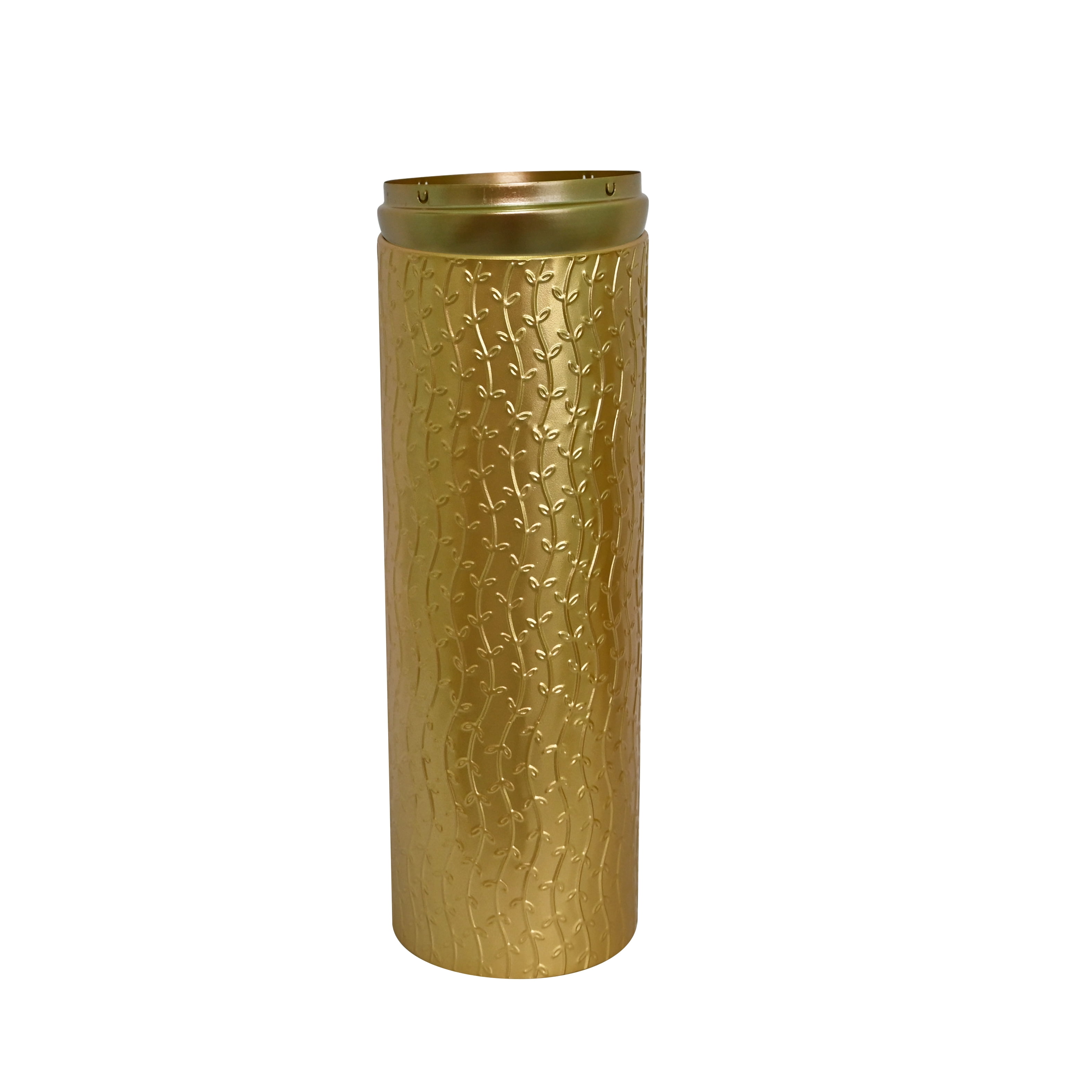Metal Floor Vases Set of 3 with Leaf Pattern, Tall Decorative Vases and Home Decor Accents for Living Room Entryway, Gold