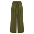 thumbnail image 4 of Linen Pants Women High Waist Elastic Loose Comfy Pocket Casual Wide Leg Sweatpants Women Blackish Green 2Xl, 4 of 4
