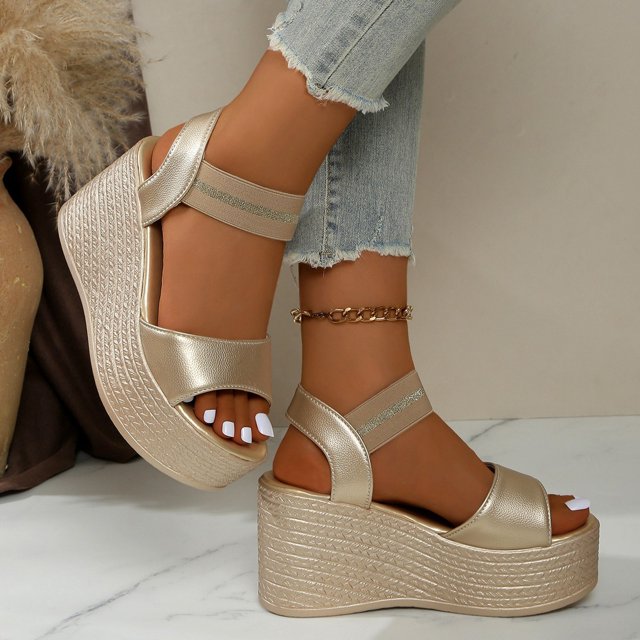 WILLBEST Sandalias Dama, Sandalias De Tacón Bajo Para Mujer, Ropa Exterior, Zapatos De Mamá Dulce, Zapatos Romanos Con Cremallera Trasera Y Suela Gruesa