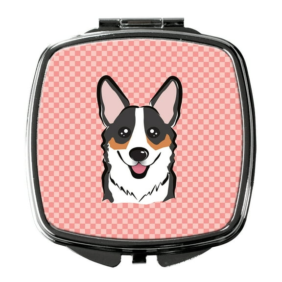 Checkerboard Pink Corgi Compact Mirror BB1255SCM