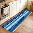 thumbnail image 3 of Abstract Washable Runner Rugs 2'x6', Colorful Mexican Stripe Navy Blue Black Farmhouse Low Pile Throw Entryway Rug Non-Slip Sturdy Edge Binding Carpet for Indoor Bedside Entrance Bedside, 3 of 9