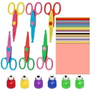 Set of 112, DIY Craft Supplies Set, findTop Craft Punch, Creative Scissors and Origami Paper Double Sided Color