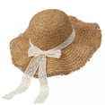 thumbnail image 2 of QSAWXQZ Women's Straw Sun Hat Wide Brim Bow Ribbon Beach Hat for Vacation Free Size, 2 of 8