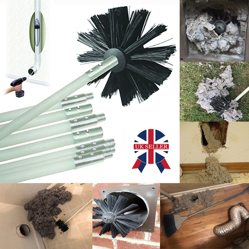 Kit Flexible Chimney Sweep Flue Sweeping Brush With 2 Rod Kit Soot Cleaning Rods 