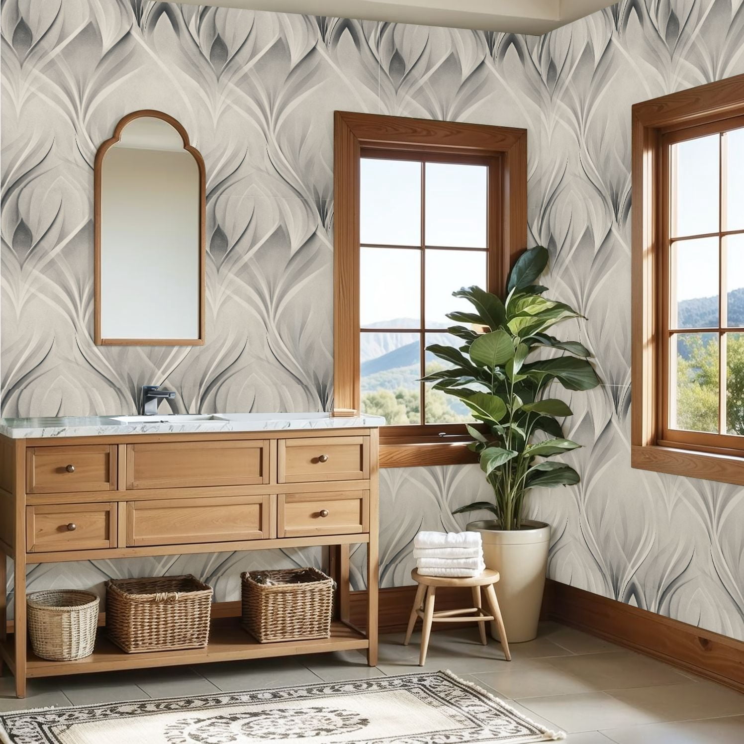 Peel and Stick Wallpaper Minimalistic Geometric Diamond Soft Gray Abstract Wall Mural 23.6in x 9.8ft Self Adhesive Removable Wall Paper Renter Friendly Wallpaper for Nursery Bedroom Cabinets