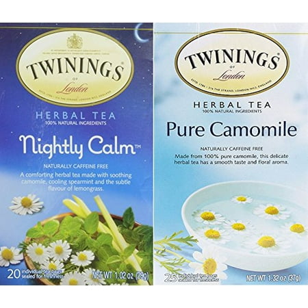Assorted Twinings Nightly Calm Herbal and Pure Camomile Tea. Includes Our Exclusive HolanDeli Chocolate