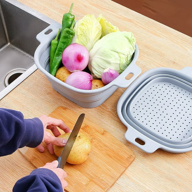 Xihbxyly Dia Del Primer Ministro Cesta Multifuncional para Frutas y Verduras Cesta para Frutas y Verduras Cesta de Expansión de Silicona Cesta de Filtro Plegable