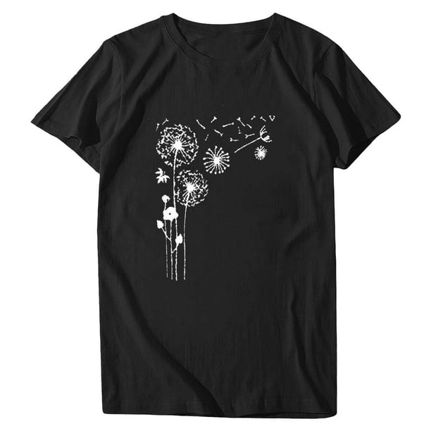 Blusa de manga corta con cuello redondo y estampado de tallas grandes para mujer OAVQHLG3B Store lin121212