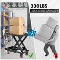 thumbnail image 2 of Manual Hydraulic Lift Table Cart – 330 lbs Capacity, 28.5" Max Height, Single Scissor Table, 4 Wheels, Non-Slip Platform 330lbs | 28.5" Lift | Black+Silver Handle, 2 of 7
