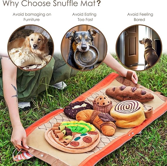 Raisingwell Snuffle Mat for Dogs Cats with Bakery Theme Sniffing Mat 31.8 x 16.9 inches for Large Breed, Interactive Dog Puzzle Toy & Enrichment Toys for Dog Stress Relief (Bakery)