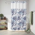 thumbnail image 6 of No Hook Shower Curtain, Blue Floral Shower Curtains for Bathroom with See Through Top Window, Spring Botanical Flowers Leaves Vintage Waterproof & Washable Bath Curtain Small Stall 36"x78", 6 of 9