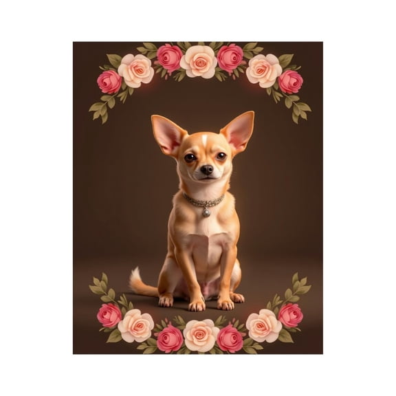 Paint by Numbers Kit for Adults, Chihuahua Floral Portrait Roses Paint by Numbers, Easy Paint by Numbers Kit for Adults Beginner, DIY Adult Paint by Number Kits on Canvas, Home Decor