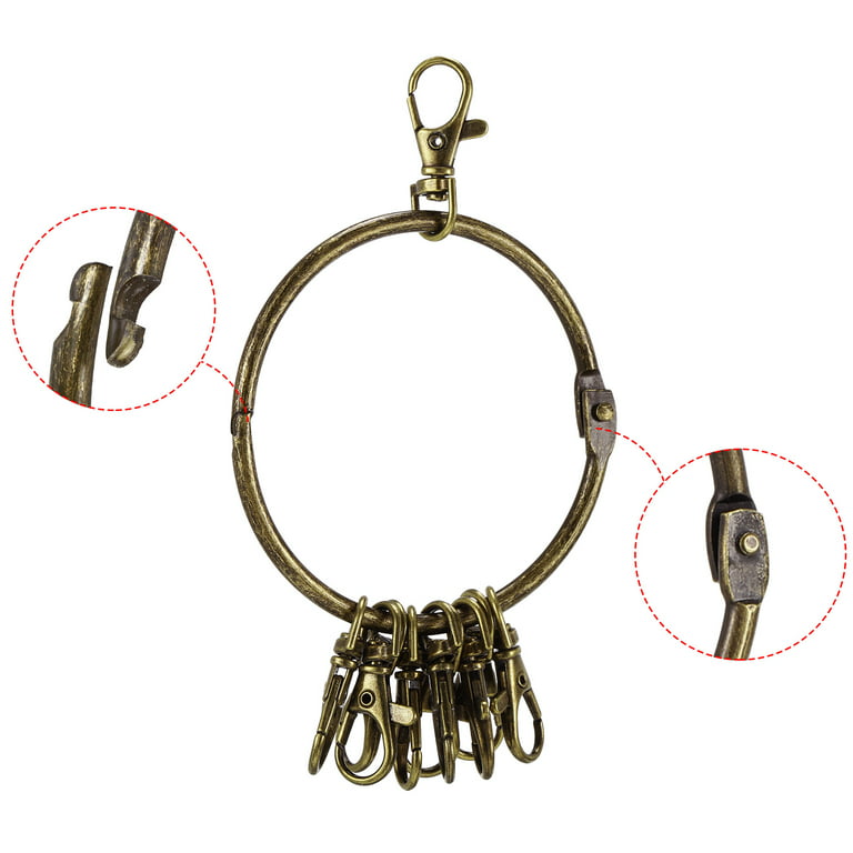 Unique Bargains Key Organizer Keychain Key Management Holder with Buckle  Ring for Office Brown 10 Rings