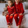 thumbnail image 3 of Pijamas de Navidad, conjuntos de ropa para niños, ropa de dormir para niñas, camisón de terciopelo para niños, manga larga + Pantalones, monos para niños, traje de bebé, 3 of 4