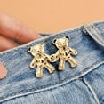 thumbnail image 2 of Cute Bear No-Sew Waist Button, Jean Buttons Pins For Loose Jeans Waist Button, No Sewing Required, Waist Tighten Metal Waist Button Pin For Jeans,Gold, 2 of 3