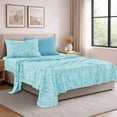 thumbnail image 3 of Lux Decor Twin 4 Piece Bed Sheet Set - Paisley Printed Microfiber Sheets, Ultra Soft, Deep Pocket, Wrinkle-Free, Breathable, OEKO-TEX Certified - Twin, Blue, 3 of 9