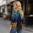 thumbnail image 5 of Halloween Costumes for Women 3/4 Sleeve Dressy Casual Tops Witch Hat Printed Halloween Shirts Crewneck Summer Fall Fashion Blouse Earthy Yellow 2XL, 5 of 8