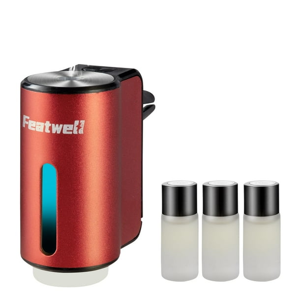 Featwell Aromaterapia Para Coche/Fragancia Ambientadores Para Coche/Humidificador Difusor De Aceite Esencial Para Vehículo (Rojo)