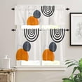 thumbnail image 2 of 3 Piece Mid-Century Bohemian Kitchen Curtains, Tier and Valance Rod Pocket Window Curtains Set Abstract Minimalist Geometric Cafe Curtains for Kitchen Valances Window Treatment 54X18in+27x24in×2, 2 of 5