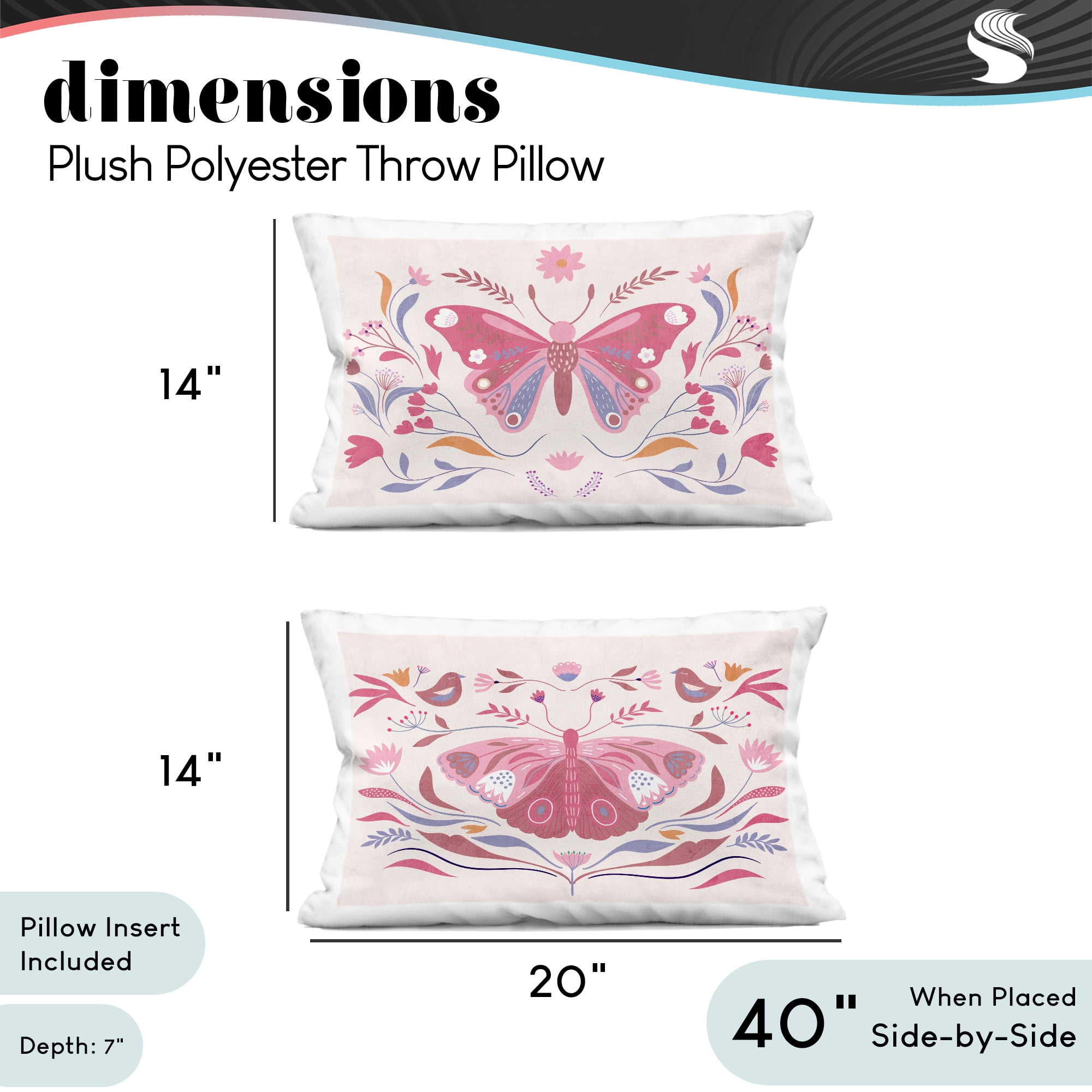 Stupell Industries Boho Folk Butterflies 2 Piece Decorative Printed Throw Pillow Set, design by Kim Allen