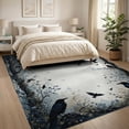 thumbnail image 3 of ODIKA 8'x10' Washable Area Rug Crow Flying Gothic Raven Flock Boho Botanical Frame Mystical for King Size Bedroom Under Bed, Master Suite, Non-Shedding, Easy Care, 3 of 7