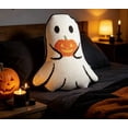 thumbnail image 2 of 15" Ghost Shaped Throw Pillow with Pumpkin Print, Soft Spooky Decor Polyester Plush Stuffed Cushion for Halloween Sofa Bedroom Party, 2 of 5