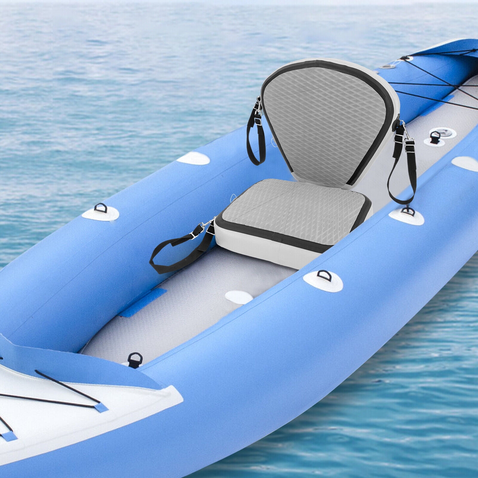 Grey Adjustable Kayak Seats, Thicken Seat Cushion for Kayak, Padded Kayak Seat With 304 Stainless Steel Hooks