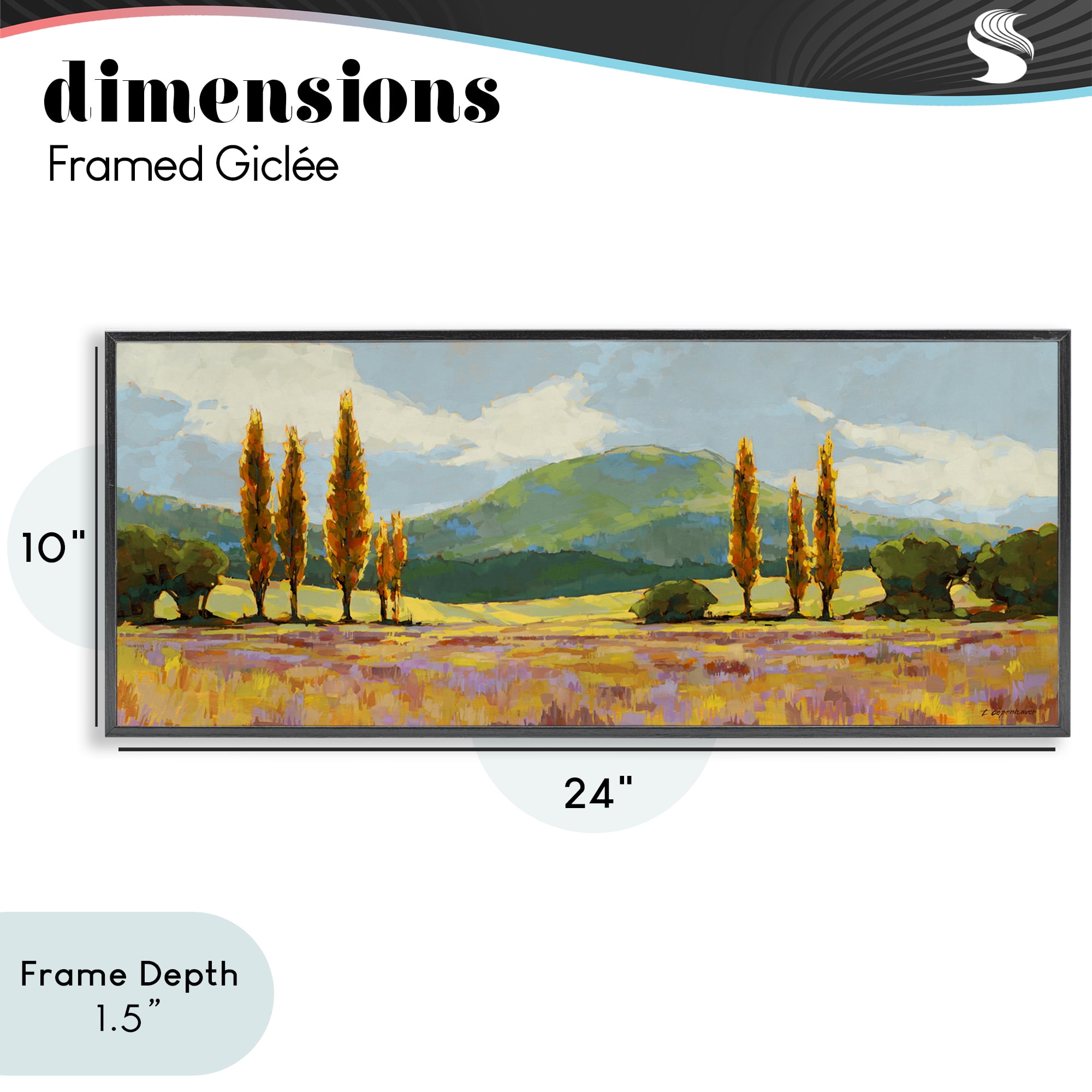 Stupell Industries Countryside with Dabbled Pastels Black Framed Giclee Art, design by Trevor Copenhaver