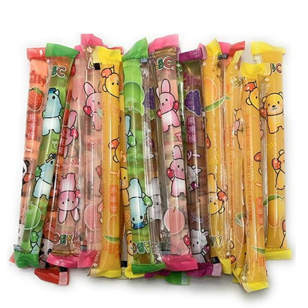 ABC Fruit Jelly Filled Strip Straws Many Flavors 40 Jelly Sticks