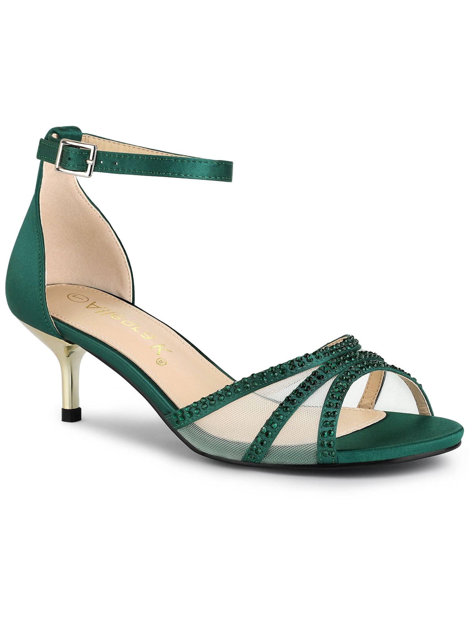 dark green sandals heels