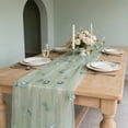 thumbnail image 4 of Sheer Table Runner,Nylon Mesh Embroidered Floral Table Dresser Cloth,Lightweight Foldable Table Decor Drape For Wedding Birthday Banquet Layout(Green), 4 of 7